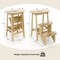 Natural Rubber Wood 3-in-1 Step Ladder, Stool and Plant Stand with Anti-Slip Pedals